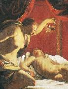 Simon Vouet Psyche betrachtet den schlafenden Amor Spain oil painting artist